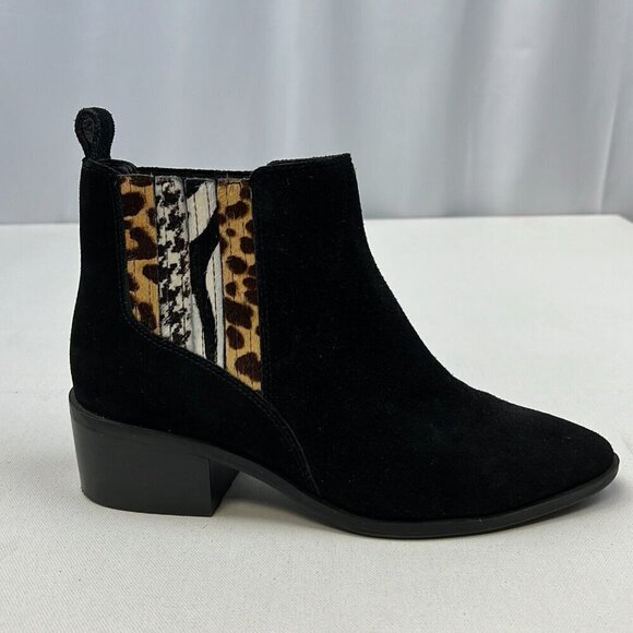 Crown Vintage Womens Black Pointed Toe Block Heel Pull-On Chelsea Boots Sz 8.5M - Picture 4 of 9